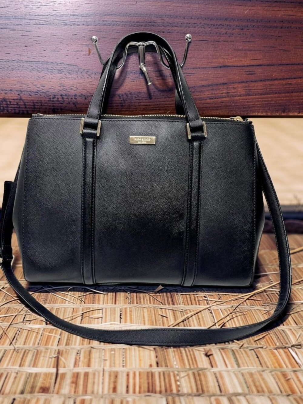 New Kate Spade Newbury Lane Joden Black Saffiano Leather XL Tote Bag+ Pink Scarf - Picture 16 of 16